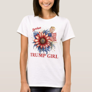 Camiseta Flor roja Chica Trump personalizada audaz y elegan