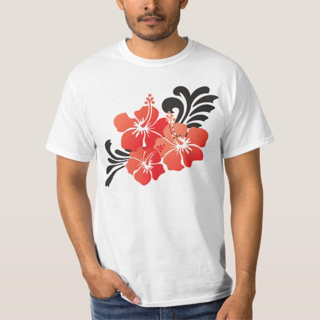 Camiseta Flor roja del hibisco de Hawaii (Anverso)