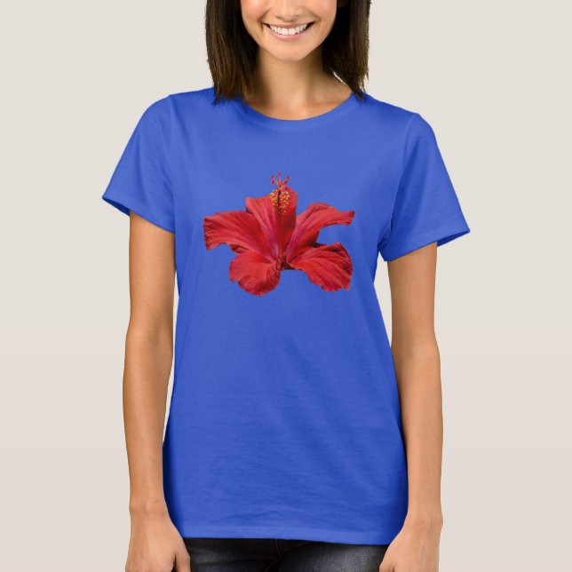 Camiseta Flor roja hawaiana tropical del hibisco del fiesta (Anverso)