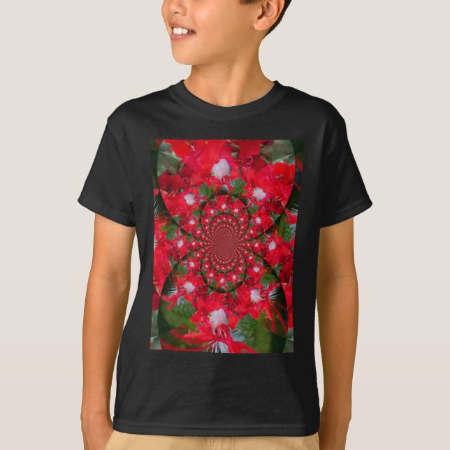 Camiseta Flor Roja Natural White Feather kaleidoscope arte (Anverso)