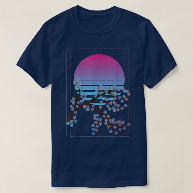Camiseta Flor rosa bonito Japón Sakura Cher de vaporwave 80 (Diseño del anverso)