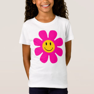 Camiseta Flor rosa Cara sonriente