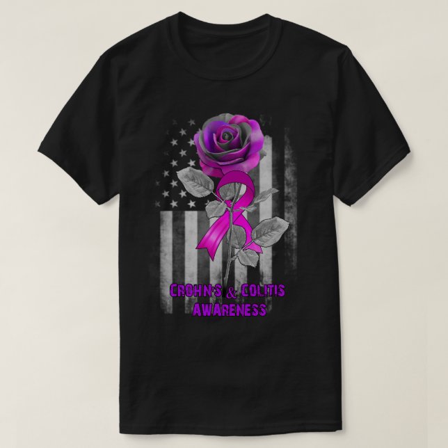 Camiseta Flor Rosa Crohn & Colitis Ribbon (Diseño del anverso)