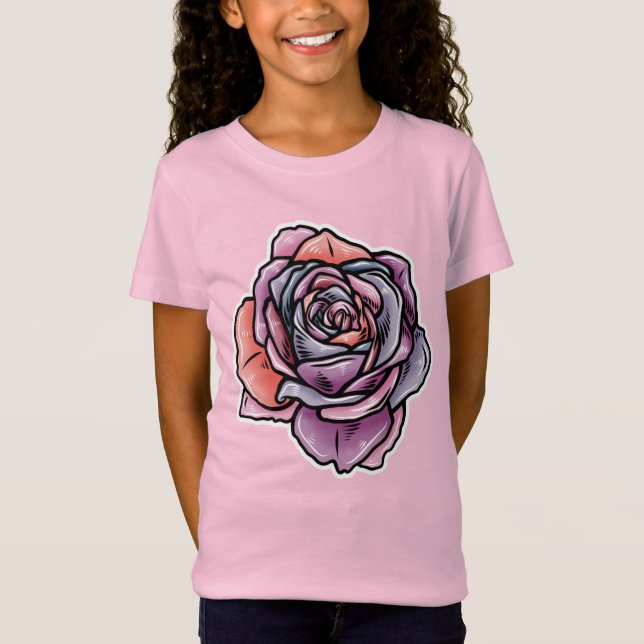 Camiseta Flor Rosa de color (Anverso)