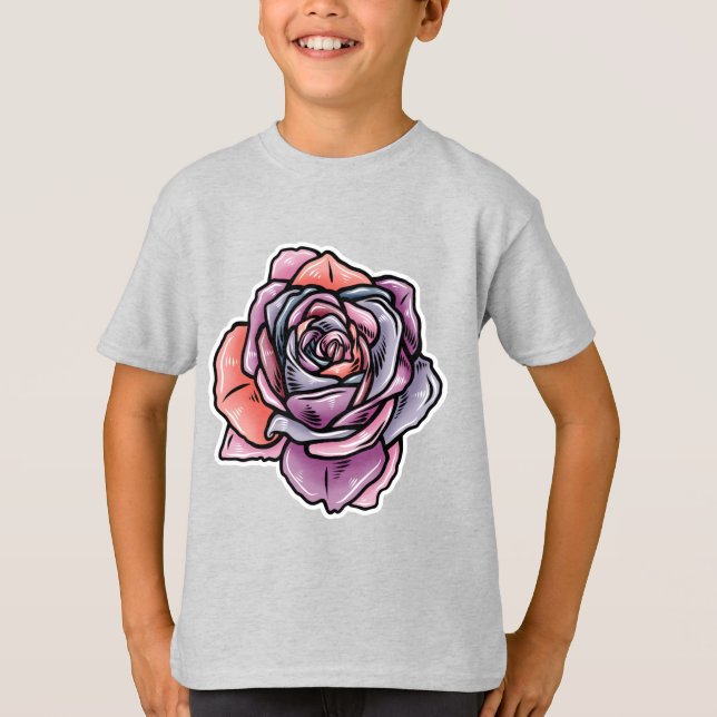 Camiseta Flor Rosa de color (Anverso)