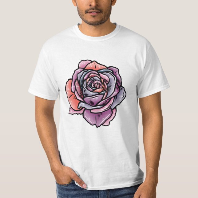 Camiseta Flor Rosa de color (Anverso)