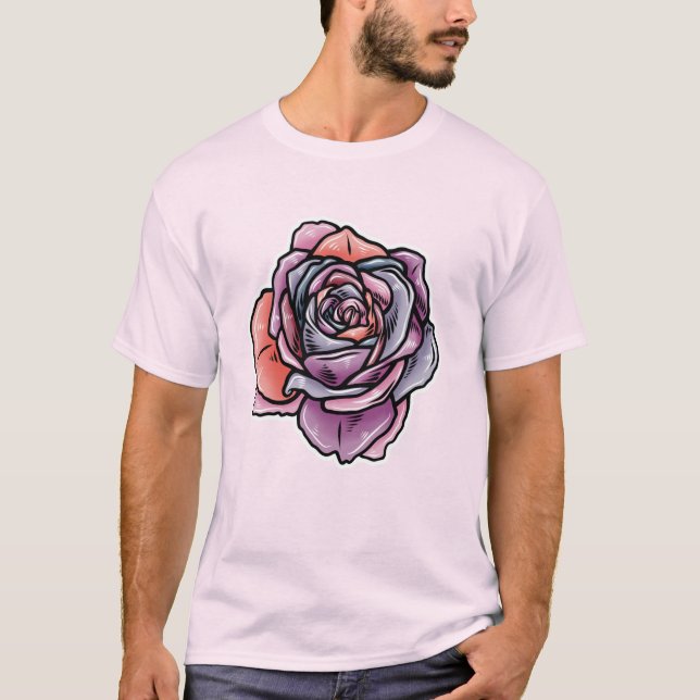 Camiseta Flor Rosa de color (Anverso)
