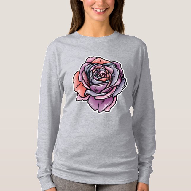 Camiseta Flor Rosa de color (Anverso)