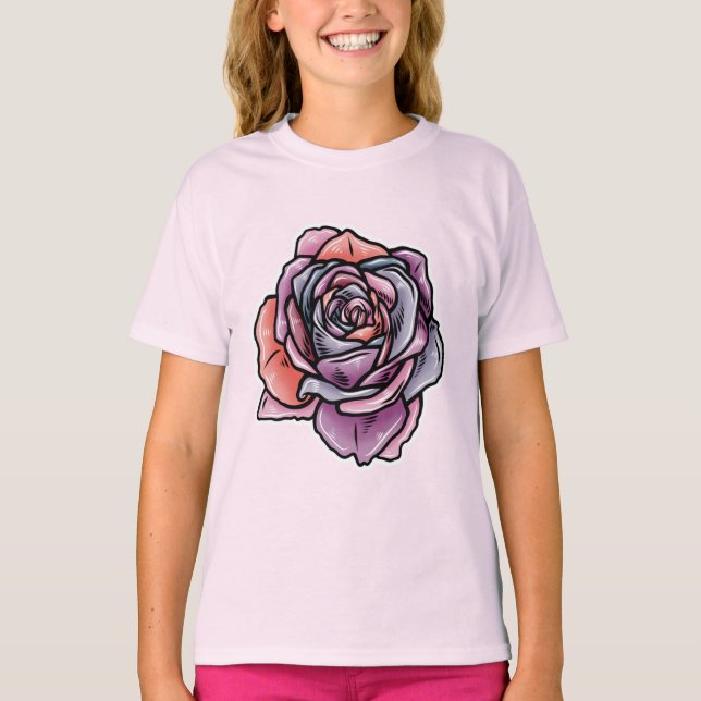 Camiseta Flor Rosa de color (Anverso)
