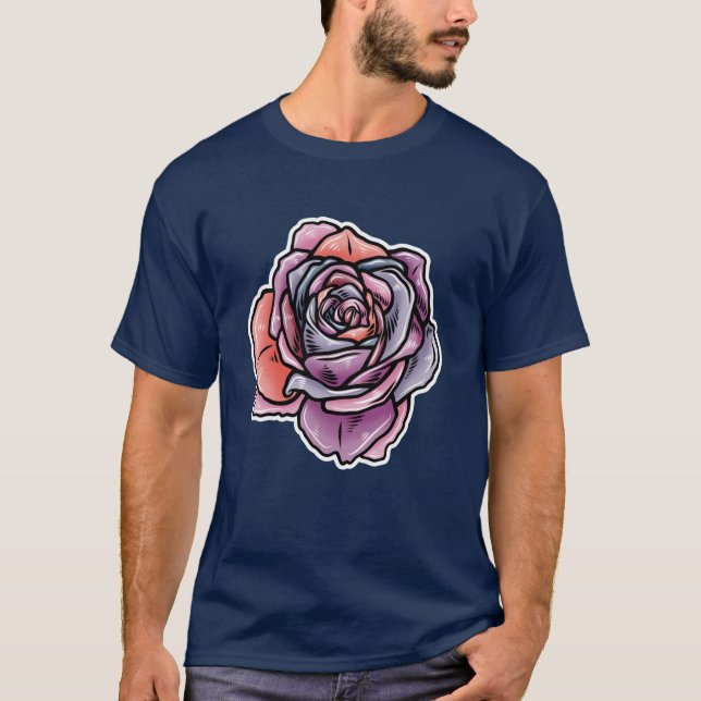 Camiseta Flor Rosa de color (Anverso)