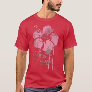 Camiseta Flor rosa de cráneo Halloween Art Hibiscus 6372