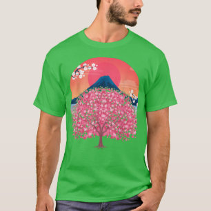 Camiseta Flor rosa de la montaña del sol Cereza japonesa Sa