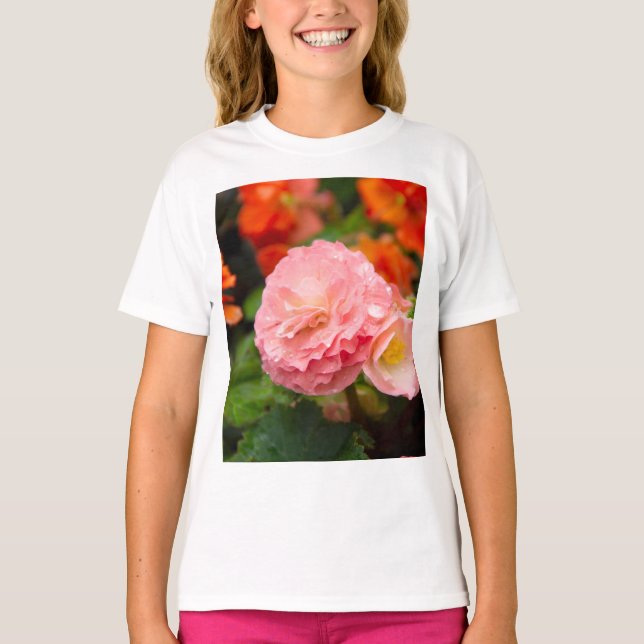 Camiseta Flor rosa delgada después de la lluvia (Anverso)