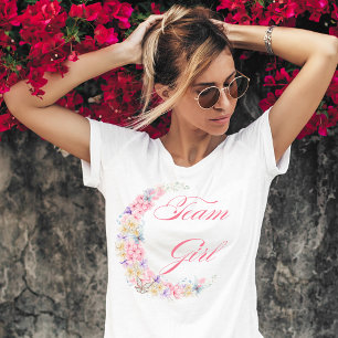 Camiseta flor rosa elegante equipo de luna chica ducha de b