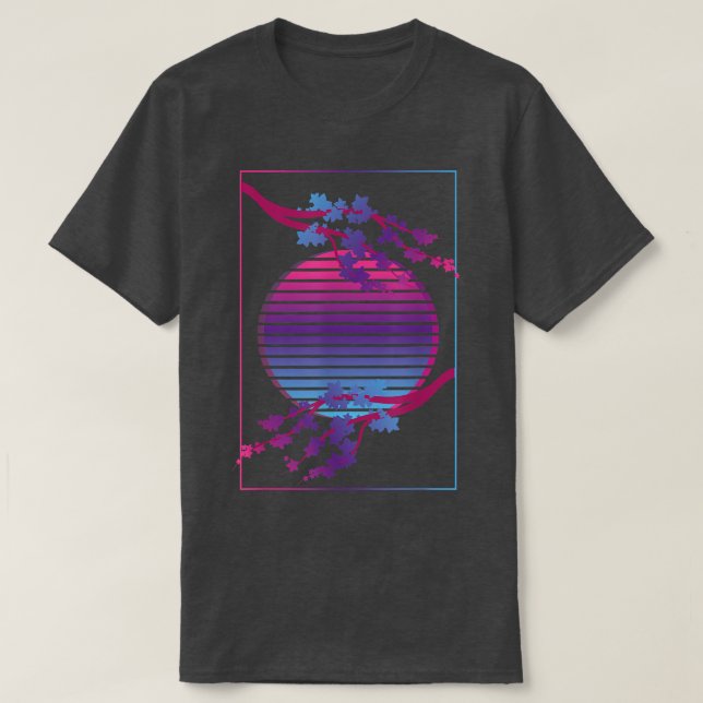 Camiseta Flor rosa Flor Japón Sakura Vaporwave Cherry (Diseño del anverso)