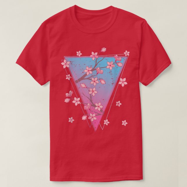 Camiseta Flor rosa Japón Sakura Synthwave Vaporwave Cherr (Diseño del anverso)