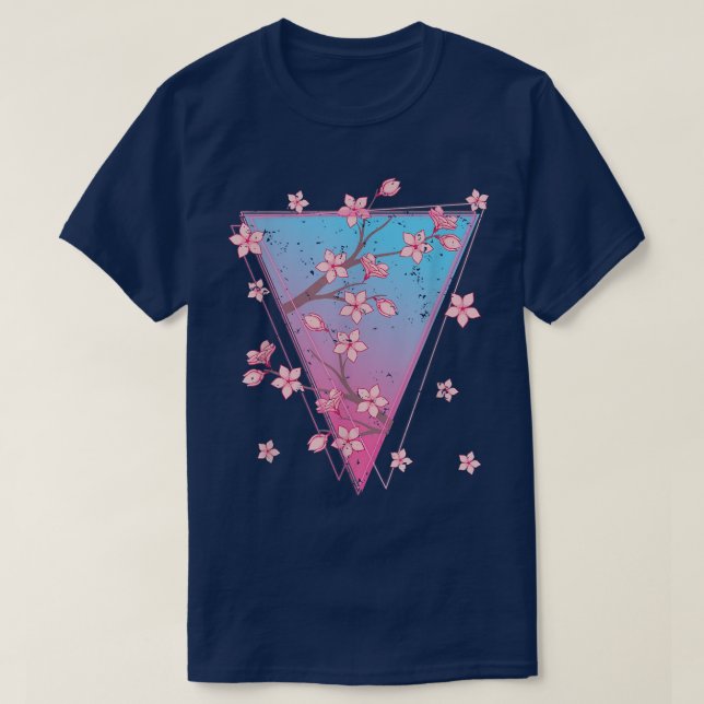 Camiseta Flor rosa Japón Sakura Synthwave Vaporwave Cherr (Diseño del anverso)