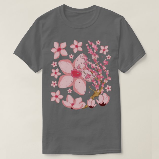 Camiseta Flor rosa japonesa de cerezo en flor japonesa Saku (Diseño del anverso)