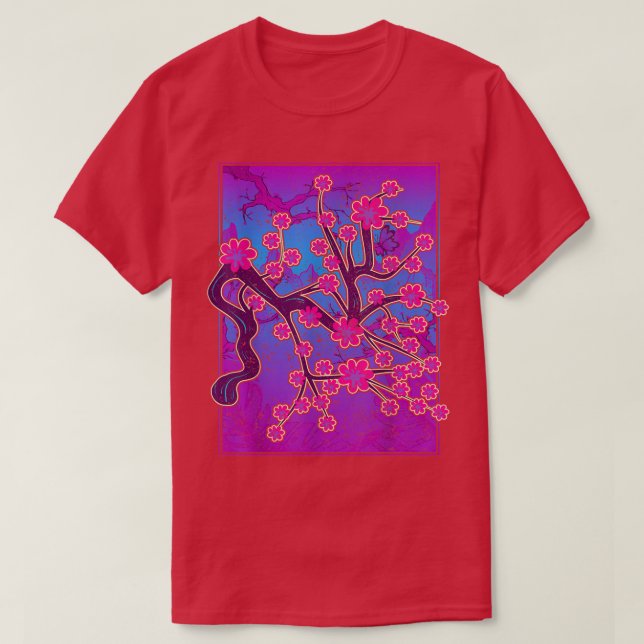 Camiseta Flor rosa japonesa Sakura 90 Cherry de vaporwave d (Diseño del anverso)