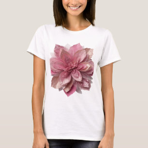 Camiseta Flor rosa plateada con borde afilado sobre fondo n