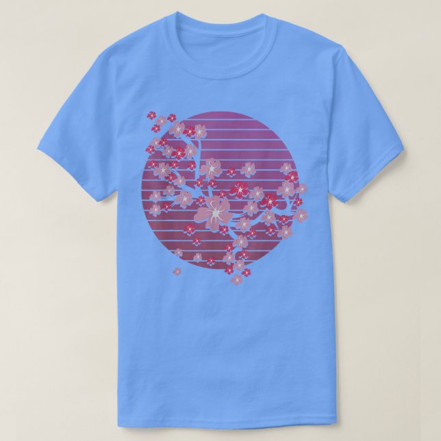 Camiseta Flor rosa Retro Sakura Flor Japón Flor de cerezo (Diseño del anverso)