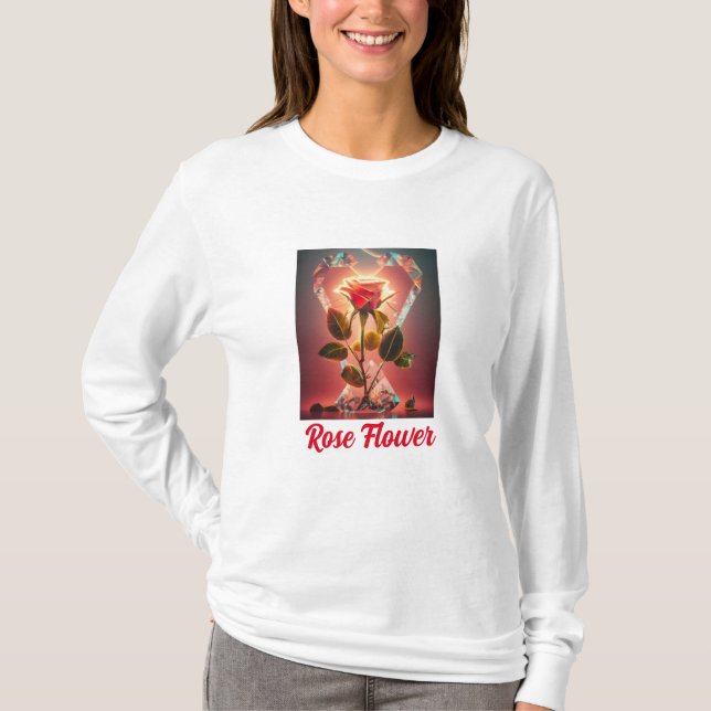 Camiseta Flor rosa roja (Anverso)