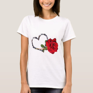 Camiseta flor rosa roja