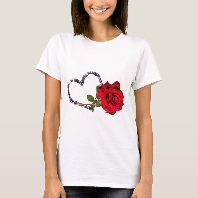 Camiseta flor rosa roja (Anverso)