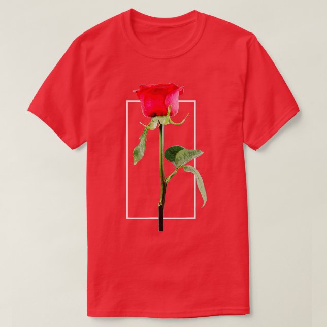 Camiseta Flor rosa roja (2) (Diseño del anverso)