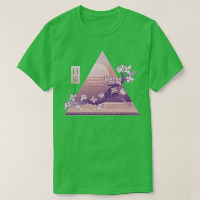 Camiseta Flor rosa Sakura japonesa 80 Vaporwave Cherry B (Diseño del anverso)