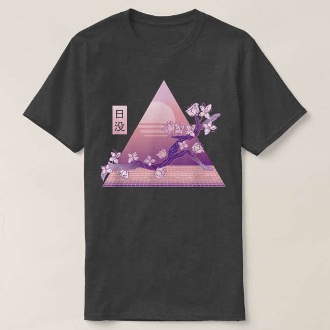 Camiseta Flor rosa Sakura japonesa 80 Vaporwave Cherry B (Diseño del anverso)