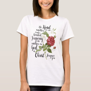 Camiseta Flor Rosa vintage ilustrada con verso biblial
