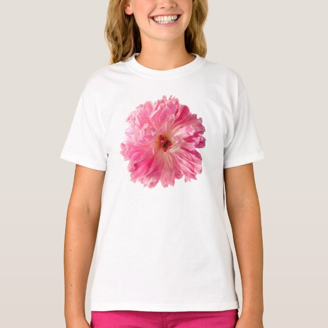 Camiseta Flor rosada del Peony (Anverso)