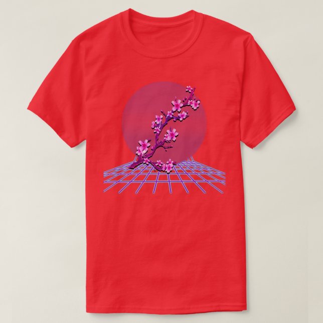 Camiseta Flor sakura púrpura japonesa florece con retro de  (Diseño del anverso)