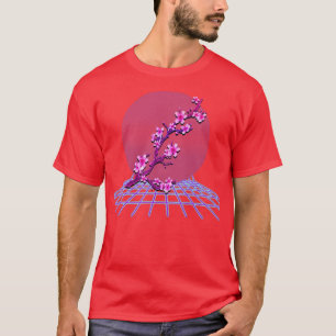 Camiseta Flor sakura púrpura japonesa florece con retro de