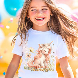 Camiseta Flor silvestre de unicornio pastel caprichosa