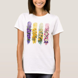 CAMISETA FLOR SILVESTRE MORADA AMARILLA ROSADA VERDE
