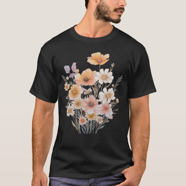 Camiseta Flor silvestre transparente vintage (Anverso)