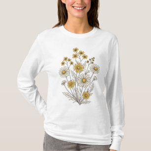 Camiseta Flor silvestre vintage y margarita floral retro de