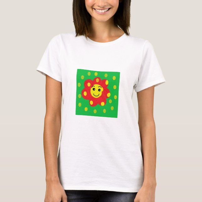 Camiseta Flor Sonriente Roja (Anverso)