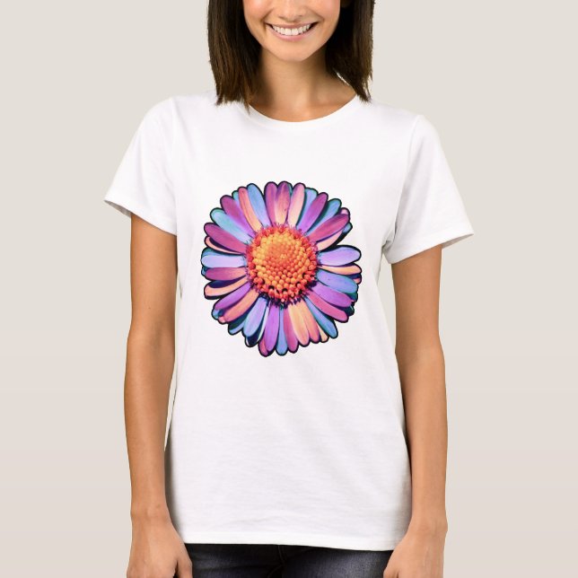 Camiseta Flor suave morado rosa azul Boho Daisy Bisexual (Anverso)