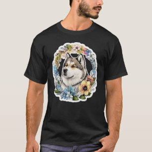 Camiseta Flor suave verano Floral Alaska Malamute 1