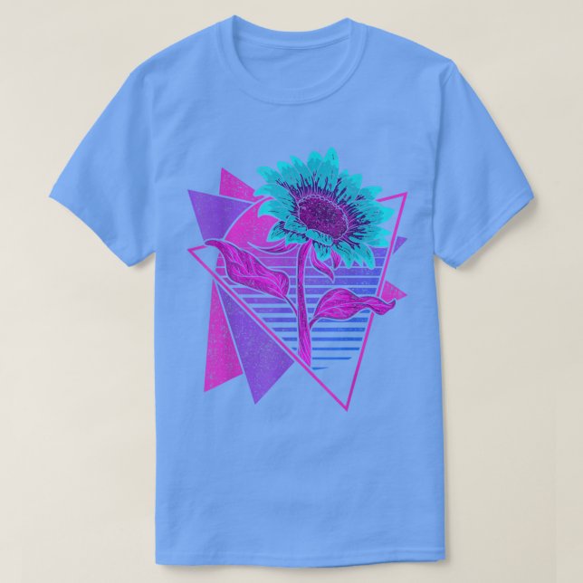 Camiseta Flor Synthwave Estético Retro Art Vaporwave Sun (Diseño del anverso)