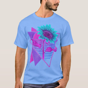 Camiseta Flor Synthwave Estético Retro Art Vaporwave Sun