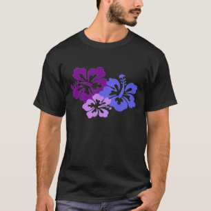 Camiseta Flor tópica del hibisco en azul, púrpura y lila
