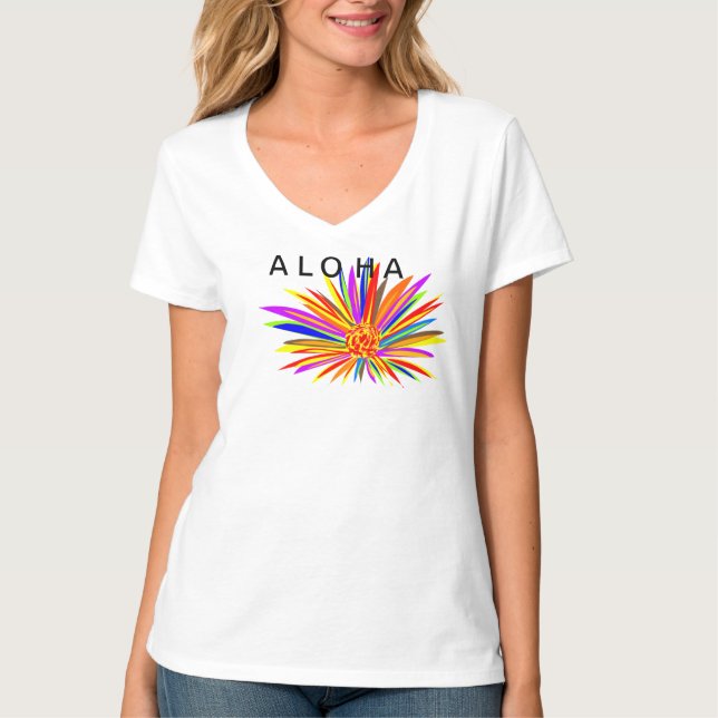 Camiseta Flor tropical colorida de Aloha (Anverso)