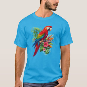 Camiseta Flor tropical de macao rojo