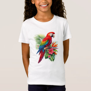 Camiseta Flor tropical de macao rojo