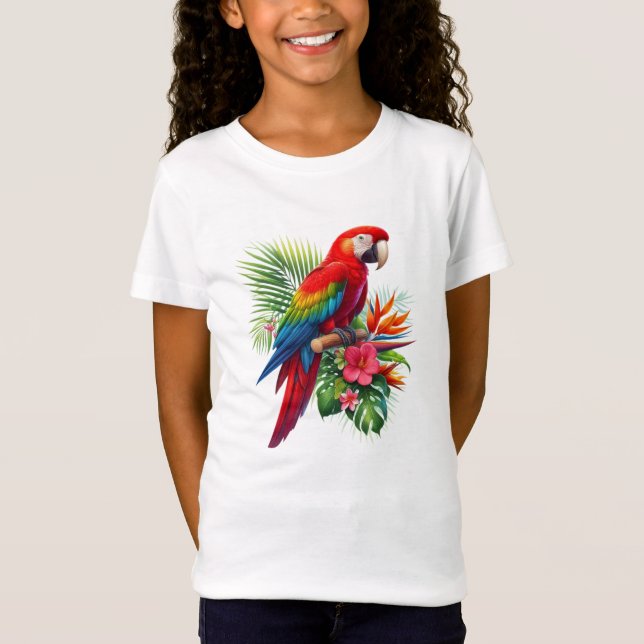 Camiseta Flor tropical de macao rojo (Anverso)