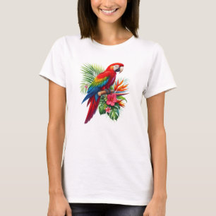 Camiseta Flor tropical de macao rojo
